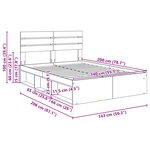 vidaXL Cadre de lit avec tête de lit Béton 140 x 200 cm Pin massif