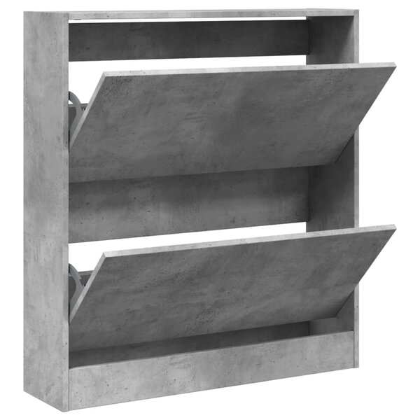 vidaXL Armoire à chaussures gris béton 80x21x87 5 cm bois d'ingénierie