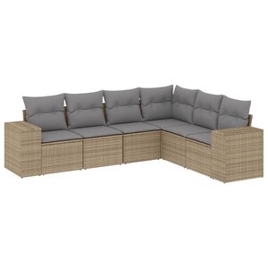 vidaXL Salon de jardin avec coussins 6 Pièces beige résine tressée