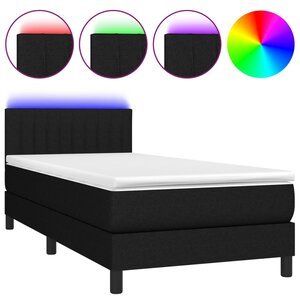 vidaXL Sommier à lattes de lit avec matelas et LED Noir 80x200cm Tissu
