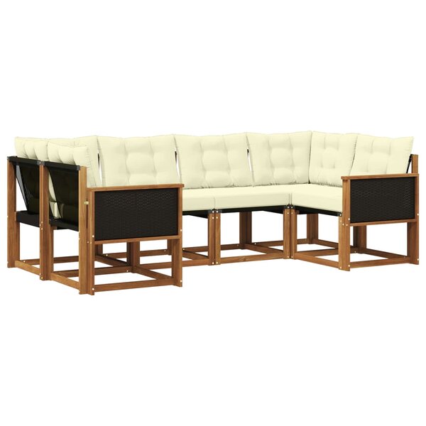 vidaXL Ensemble de canapés d'extérieur 6 pc Naturel et Crème