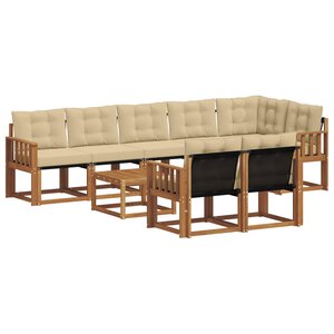 vidaXL Ensemble de canapés d'extérieur 9 pc Naturel et Beige