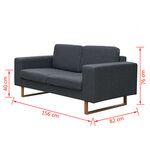 vidaXL Canapé à 2 places Tissu Gris foncé
