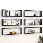 vidaXL Étagères cube murales 6 Pièces Noir 80x15x26 5 cm Aggloméré