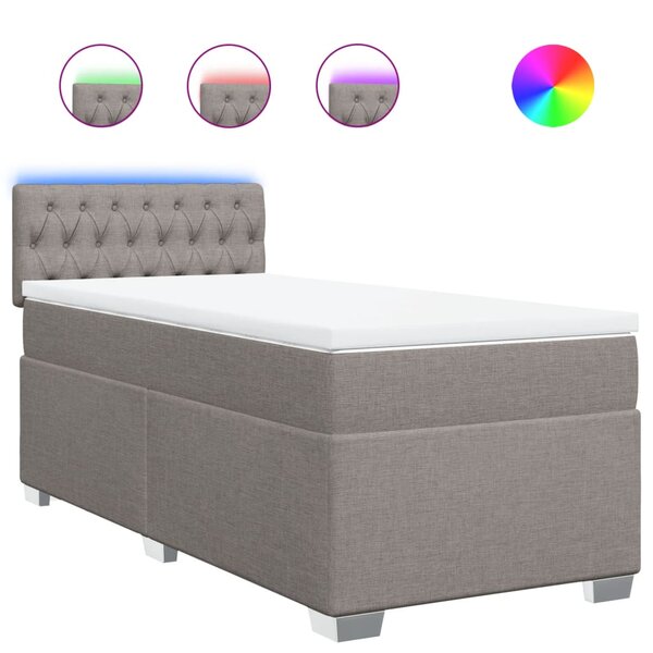 vidaXL Sommier à lattes de lit avec matelas Taupe 100x200 cm Tissu