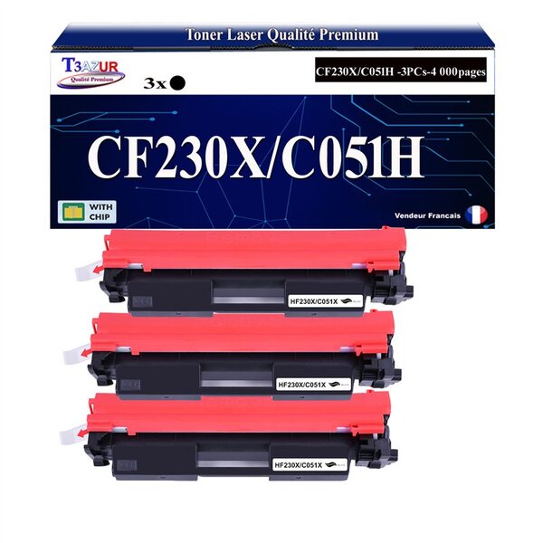 T3AZUR - 3x Toners compatibles avec Canon 051H pour Canon LBP-160  LBP-162dw  MF-264dw  MF-267dw  MF-269dw Noir - 4 000p