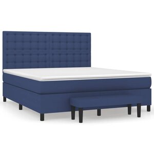 vidaXL Sommier à lattes de lit avec matelas Bleu 160x200 cm Tissu