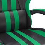 vidaXL Chaise de jeu pivotante et repose-pied Noir et vert Similicuir