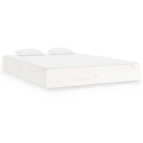 vidaXL Cadre de lit Blanc Bois massif 150x200 cm Très grand