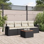 vidaXL Salon de jardin 5 Pièces avec coussins noir résine tressée