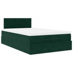 vidaXL Lit ottoman avec matelas et LED vert foncé 90x200cm velours