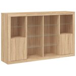 vidaXL Buffets avec lumières LED 3 Pièces chêne sonoma bois d'ingénierie