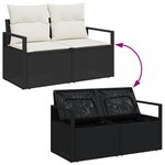 vidaXL Ensemble de Canapé de Jardin 10 Pièces avec Coussins Noir Rotin Poly