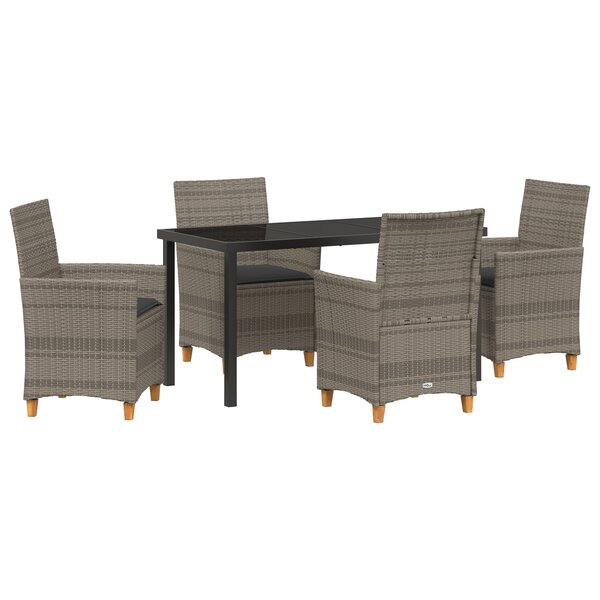 vidaXL Ensemble de jardin 5 pièces avec coussins  gris  en rotin synthétique.