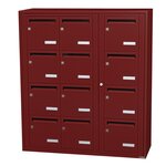 Bloc collectif Leabox 3x4 grade 3 simple face intérieur fixation murale rouge brun ral 3011 finition brillante