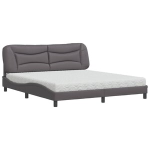 vidaXL Lit avec matelas Hvar gris 180x200 cm similicuir