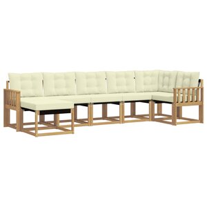 vidaXL Ensemble de canapés d'extérieur 7 Pièces Blanc et crème