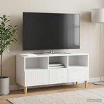 vidaXL Meuble TV Blanc brillant 102 x 34 5 x 50 cm Bois d'ingénierie
