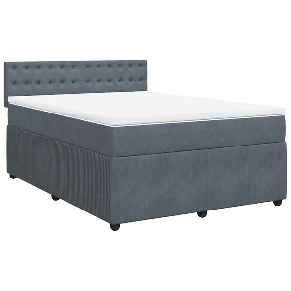 vidaXL Sommier à lattes de lit et matelas Gris foncé 160x200cm Velours