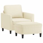 vidaXL Fauteuil avec repose-pied Crème 60 cm Similicuir