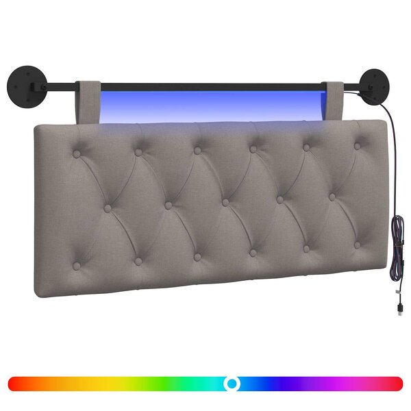 vidaXL Tête de lit suspendue Avec lumière LED Taupe Tissu