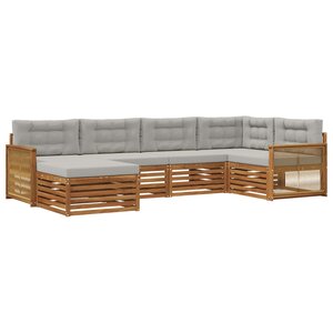 vidaXL Ensemble de canapés d'extérieur 6 Pièces Naturel et gris clair