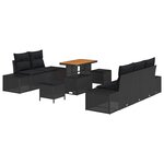 vidaXL Ensemble de canapé de jardin avec coussin 8 Pièces Noir Poly rotin