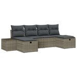 vidaXL Ensemble de canapé de jardin avec coussin 6 Pièces Gris Poly rotin