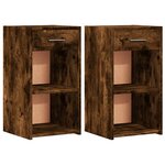 vidaXL Tables de chevet 2 Pièces chêne fumé 35x34x65 cm bois ingénierie