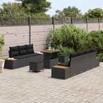vidaXL Ensemble de canapé de jardin 10 Pièces Noir Poly rotin