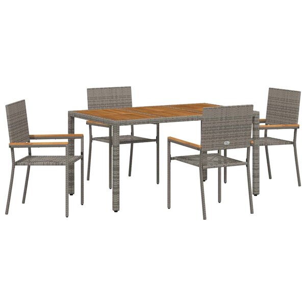vidaXL Ensemble de salle à manger pour jardin 5 Pièces Gris polyrotin