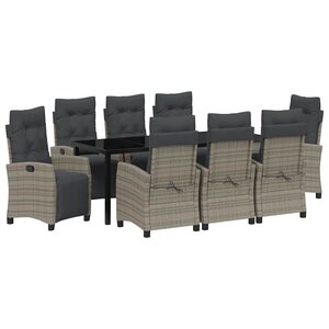 vidaXL Ensemble de salle à manger pour jardin 9 pc Gris polyrotin