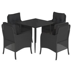 vidaXL Ensemble à manger de jardin coussins 5Pièces Noir Résine tressée