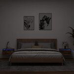 vidaXL Tables de chevet murales avec lumières LED 2 Pièces chêne fumé