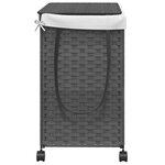 vidaXL Panier à linge avec roulettes gris 60x35x60 5 cm résine tressée