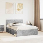 vidaXL Cadre de lit avec tête de lit Béton 160 x 200 cm Pin massif