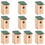 vidaXL Nichoirs 10 Pièces Bois de sapin massif 12x12x22 cm