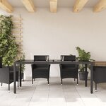 vidaXL Table de jardin dessus en verre Noir 190x90x75cm Résine tressée