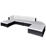 vidaXL Salon de jardin 6 Pièces avec coussins résine tressée noir