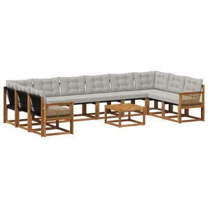 vidaXL Ensemble de canapés d'extérieur 11 Pièces Naturel et gris clair