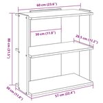vidaXL Bibliothèque à 3 niveaux vieux bois 60x30x80 cm bois ingénierie