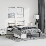 vidaXL Cadre de lit métal sans matelas avec tête de lit noir 150x200cm