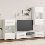 vidaXL Meuble TV mural avec éclairage LED 5 pièces Blanc