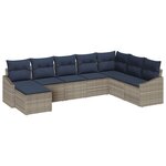 vidaXL Ensemble de canapé de jardin 8 Pièces Gris et marine polyrotin