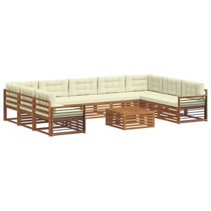 vidaXL Ensemble de canapés d'extérieur 10 Pièces Naturel et Crème