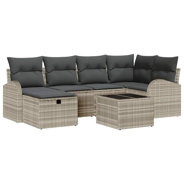 vidaXL Ensemble de canapé de jardin 7 Pièces Gris clair 234 x 124 x 85 cm
