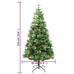 vidaXL Sapin de Noël pré-éclairé et pommes de pin vert 195cm PVC et PE