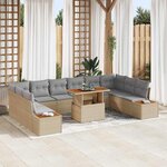 vidaXL Ensemble de canapé de jardin 11 Pièces Beige Poly rotin