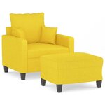 vidaXL Fauteuil avec repose-pied Jaune clair 60 cm Tissu