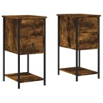 vidaXL Tables de chevet 2 Pièces chêne fumé 32x42x70 cm bois d'ingénierie